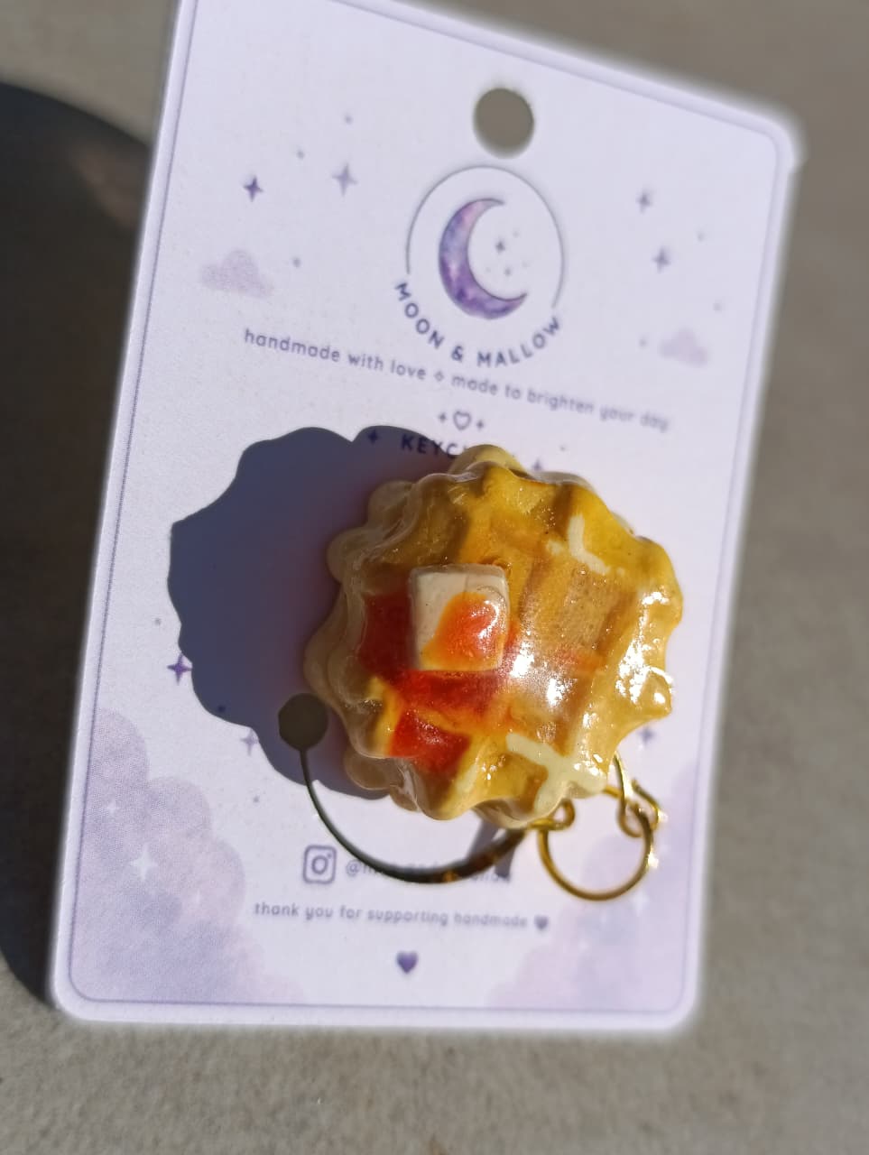 Waffle & Butter Keychain 🧇🧈✨