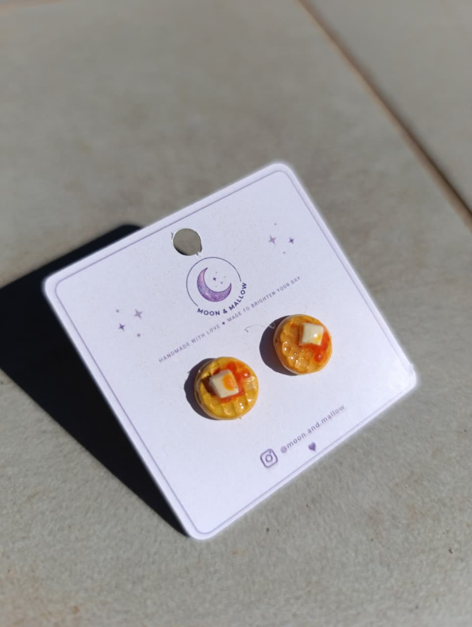 Waffle & Butter Stud Earrings 🧇✨