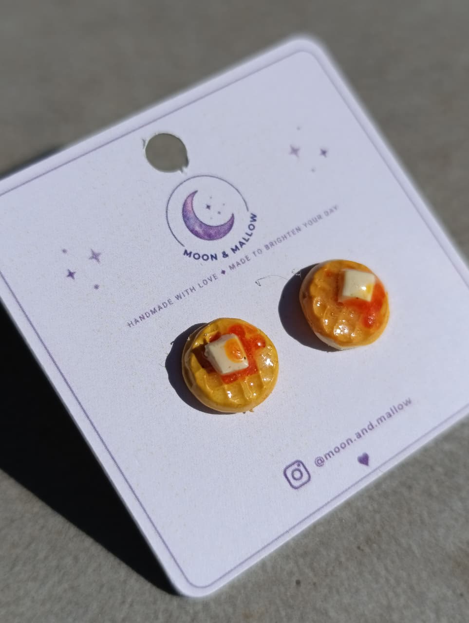 Waffle & Butter Stud Earrings 🧇✨